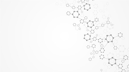 Modern science background with lines, dots and hexagons. Wave flow abstract background. Molecular structure for medical, technology, chemistry, science. illustration