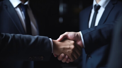 Two shaking hands as a symbol for business. Generative AI.