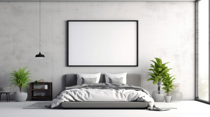 interior of a bedroom Clean and Simple Wall Mockup Template created with Generative AI Technology