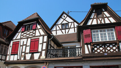 Obraz premium half-timbered houses in obernai in alsace (france)