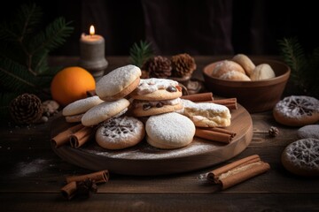 Fototapeta na wymiar Christmas cookies table food. Generate Ai