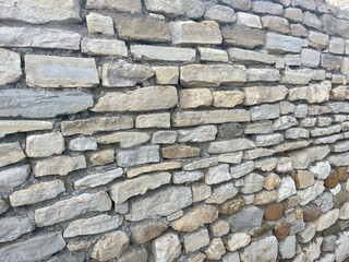 Background from a wall lined with weathered bricks. Texture of a brick wall