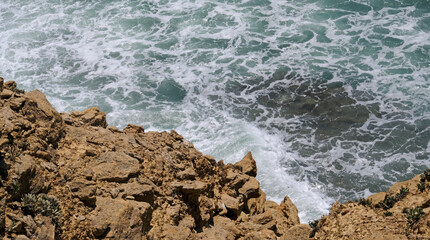 Waves arriving at the coast of Ericeira, Portugal