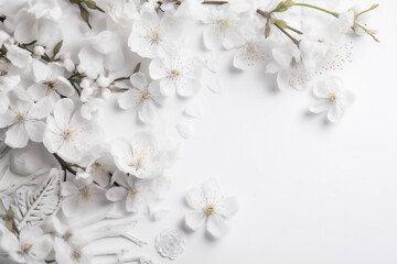 beautiful green white spring background blossom nature celebration wedding floral flower. Generative AI.