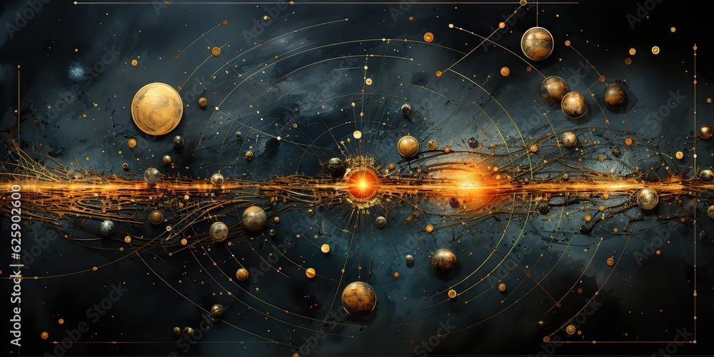 Canvas Prints ai generated. ai generative. galaxy space universe solar system background abstract planets landscap