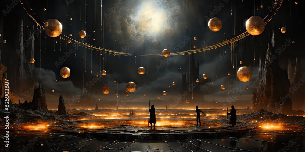 Canvas Prints ai generated. ai generative. galaxy space universe solar system background abstract planets landscap