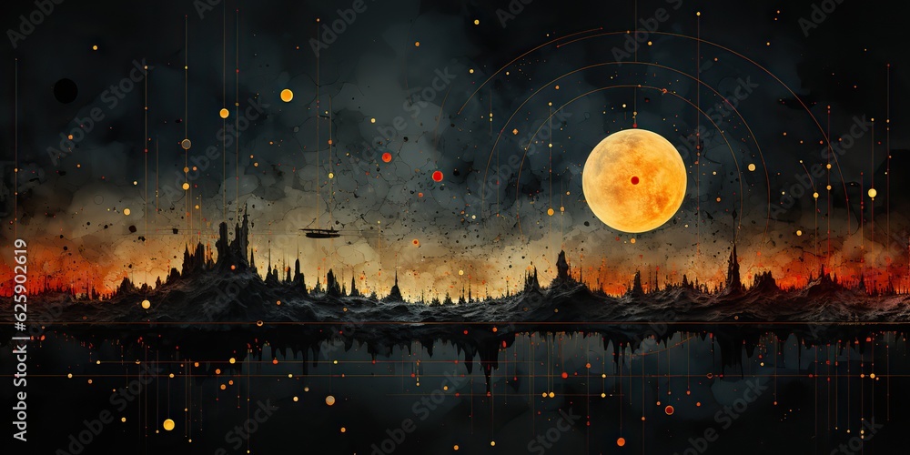 Poster ai generated. ai generative. galaxy space universe solar system background abstract planets landscap