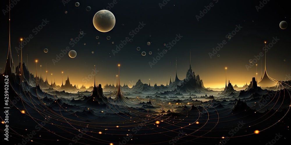 Canvas Prints ai generated. ai generative. galaxy space universe solar system background abstract planets landscap