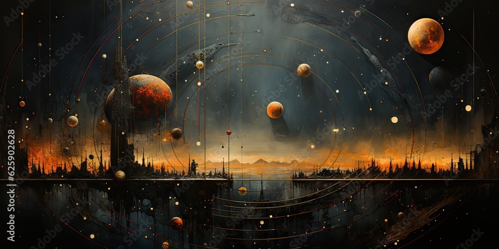 Sticker ai generated. ai generative. galaxy space universe solar system background abstract planets landscap