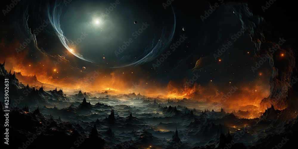 Wall mural ai generated. ai generative. galaxy space universe solar system background abstract planets landscap