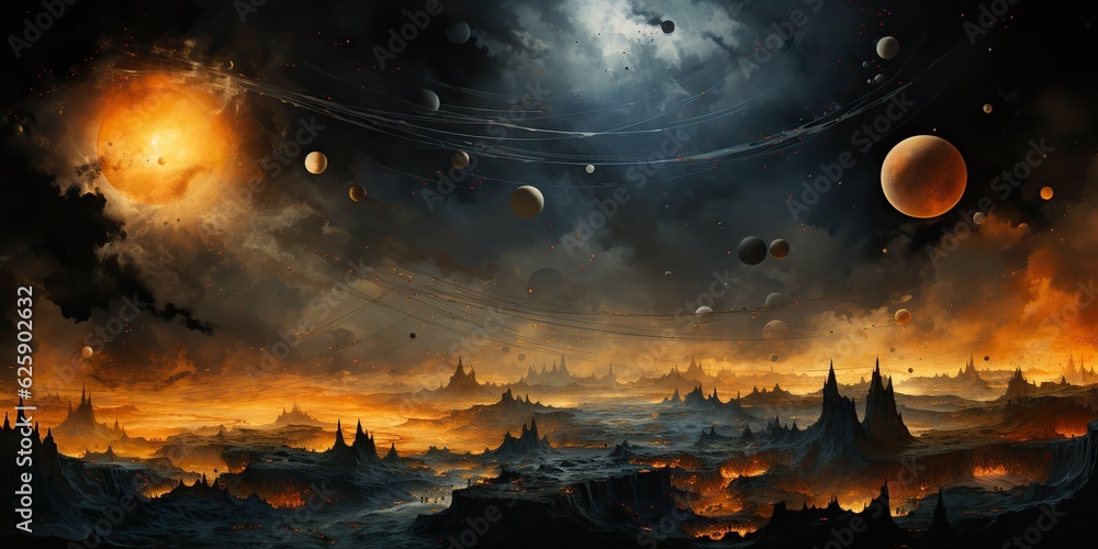 Wall mural ai generated. ai generative. galaxy space universe solar system background abstract planets landscap