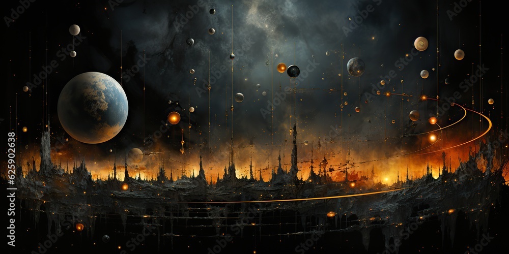 Sticker ai generated. ai generative. galaxy space universe solar system background abstract planets landscap
