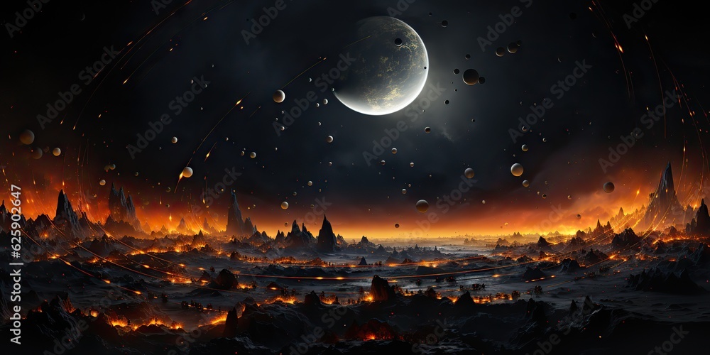 Canvas Prints ai generated. ai generative. galaxy space universe solar system background abstract planets landscap