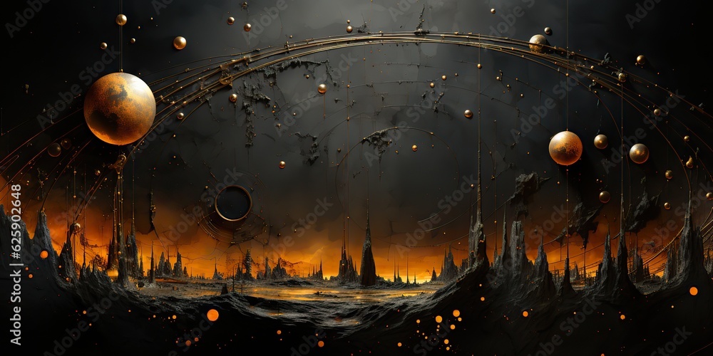 Sticker ai generated. ai generative. galaxy space universe solar system background abstract planets landscap