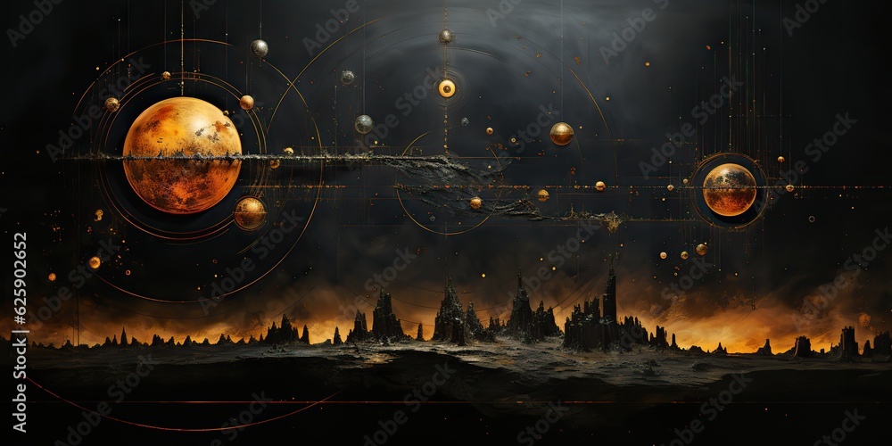 Poster ai generated. ai generative. galaxy space universe solar system background abstract planets landscap