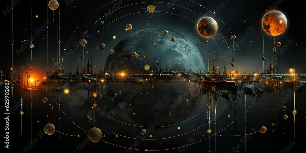 Wall mural ai generated. ai generative. galaxy space universe solar system background abstract planets landscap