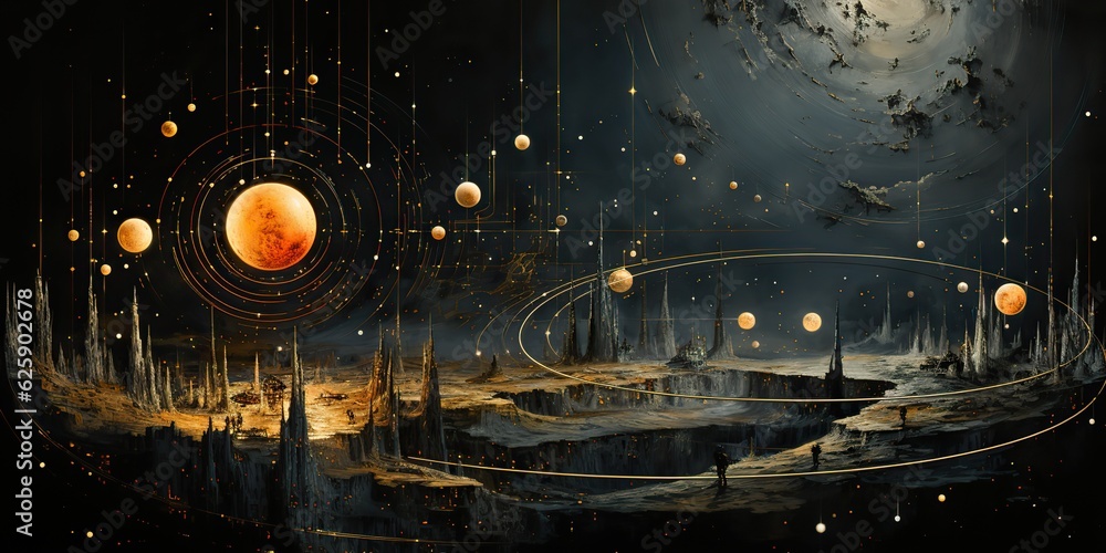 Sticker ai generated. ai generative. galaxy space universe solar system background abstract planets landscap