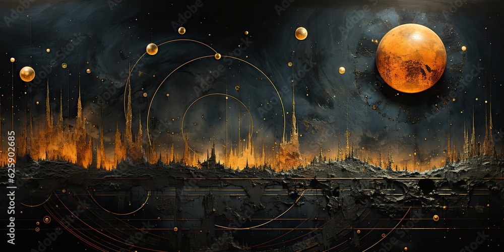 Poster ai generated. ai generative. galaxy space universe solar system background abstract planets landscap