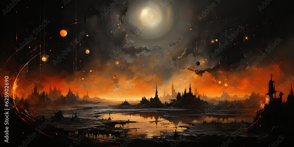 Poster ai generated. ai generative. galaxy space universe solar system background abstract planets landscap