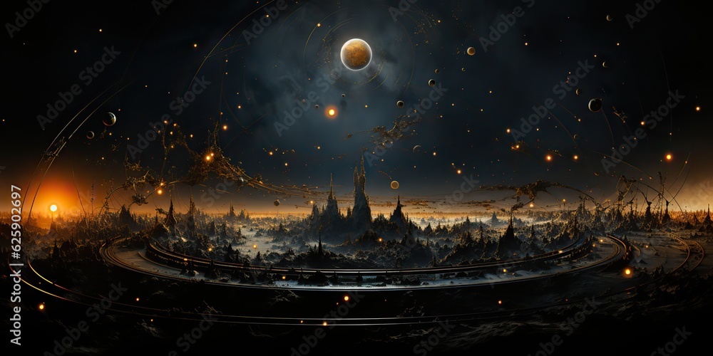 Canvas Prints ai generated. ai generative. galaxy space universe solar system background abstract planets landscap