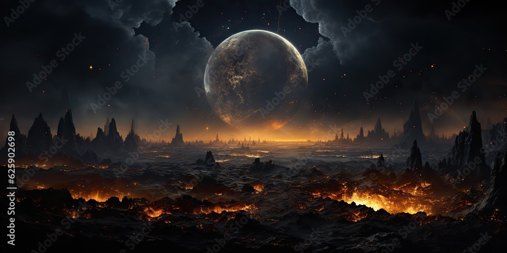 Wall mural ai generated. ai generative. galaxy space universe solar system background abstract planets landscap