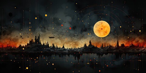 AI Generated. AI Generative. Galaxy space universe solar system background abstract planets landscape surface. Future explore adventure vibes. Graphic Art