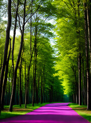 Floral forest spring 3D shadows neon.