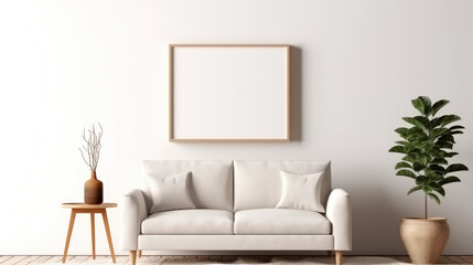 modern living room Home Decoration Mockup with Minimalist Wall Design created with Generative AI Technology