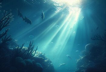 Fototapeta premium Beautiful underwater world. AI Generated