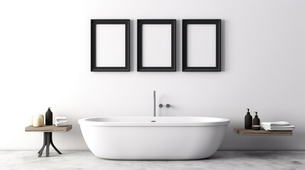 Fototapeta na wymiar modern bathroom interior Home Decoration Mockup with Minimalist Wall Design created with Generative AI Technology