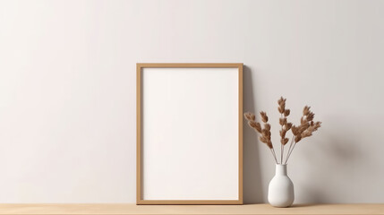 Modern Interior Decor with Empty Frame Mockup created with Generative AI Technology