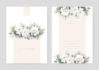 vector beautiful hand drawn floral wedding invitation card
