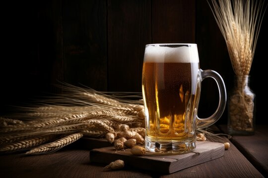 Glass beer wheat drink. Generate Ai