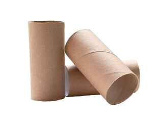 Short tissue paper cores in stack isolated on white background with clipping path. in png file format