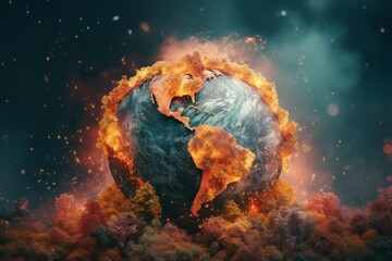 Global planet forest fire. Generate Ai