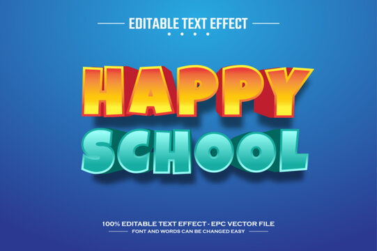 Happy school 3D editable text effect template