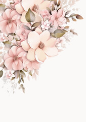 watercolor flowers. floral illustration, Leaf and buds. Botanic composition for wedding or greeting card. Border, branch of flowers - abstraction roses © SyahCreation