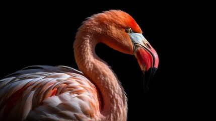 portrait of pink flamingo. Generative AI