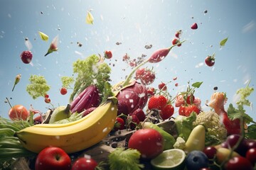 Obraz na płótnie Canvas Fresh food photography at organic fairs, Generative AI