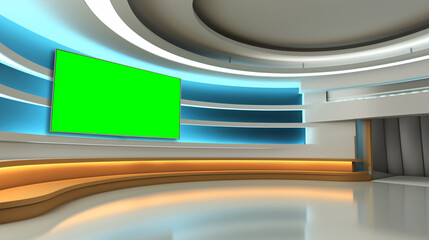 Tv Studio. News studio. News room. Background for newscast. Backdrop for video or photo production. Generative AI technology.V