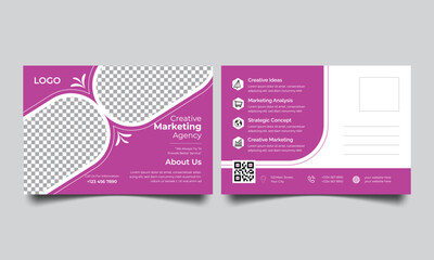 Corporate business postcard design template. digital marketing postcard.