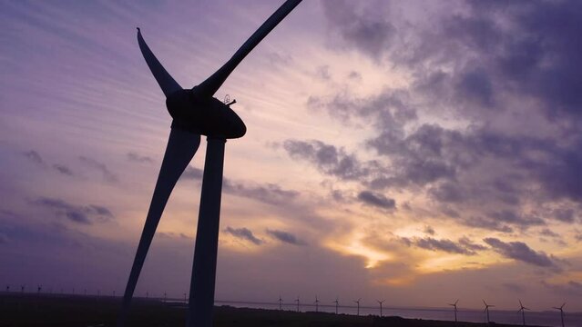 wind power turbine beautiful sky colorfull fill drone aerial