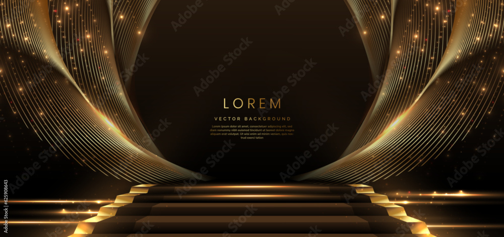 Canvas Prints elegant golden scene diagonal glowing with lighting effect sparkle on black background. template pre