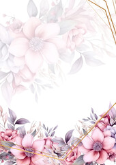 Premium vector pink romantic watercolor wedding invitation and menu template