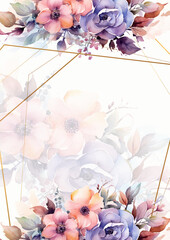 vector floral wedding invitation template set with elegant soft leaves