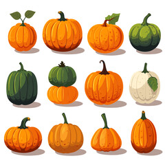 Gourd Galore: Vibrant Pumpkin Set for Autumn