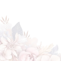 Watercolor wedding invitation template with romantic pink floral and leaves decoration