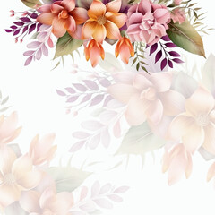 Vector elegant soft pink leaves wedding invitation card template