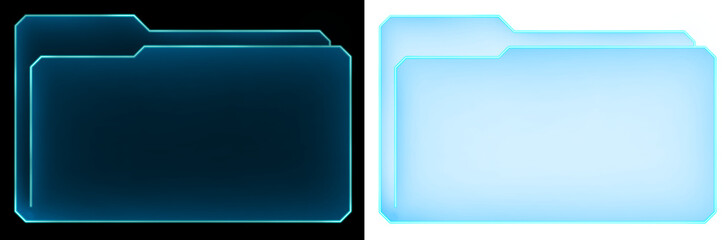 blue folder futuristic neon design transparent background - obrazy, fototapety, plakaty