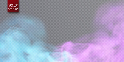 Obraz premium Translucent nebula vector background. Colorful smoke smog on a transparent background. Vector